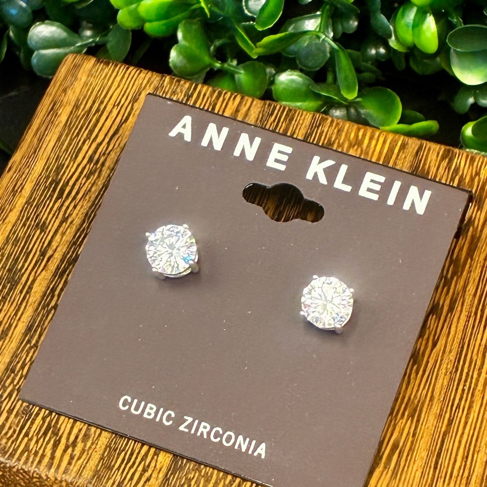 Anne Klein Silver Cubic Zirconia Earrings
